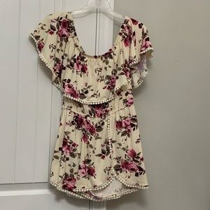 off the shoulder floral romper